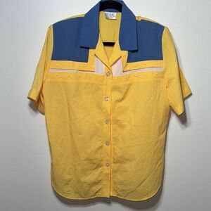 Vintage Regal Button Down Embellished Western Grannycore Retro Blouse Top Shirt